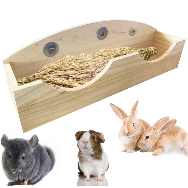 Hamiledyi Rabbit Hay Feeder, Bunny Hay Feeder Rack,Bunny Food Manger Wooden Hay Manger Rack Rabbit Hay Holder Feeders Grass Holder for Guinea Pig Chinchilla Hamster - Image 1